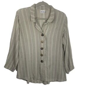 Habitat Clothes To Live In Womens Small Striped Crinkle Button Up Shirt 2527 USA